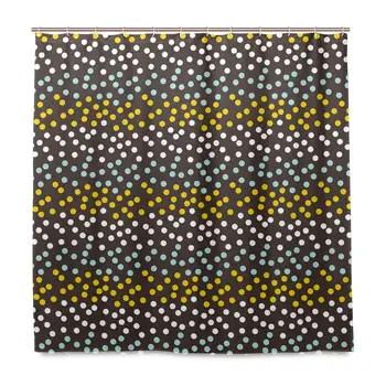 

Unique Shower Curtain Brown Colored Polka Dots Circle Print Eco-Friendly with 12 Hooks in Bathroom W72 xH84