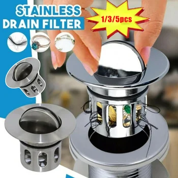 

1/3/5pcs Universal Stainless Steel Bathtub Hair Catcher Stopper Shower Drain Hole Filter Trap Kitchen Metal Sink Strainer
