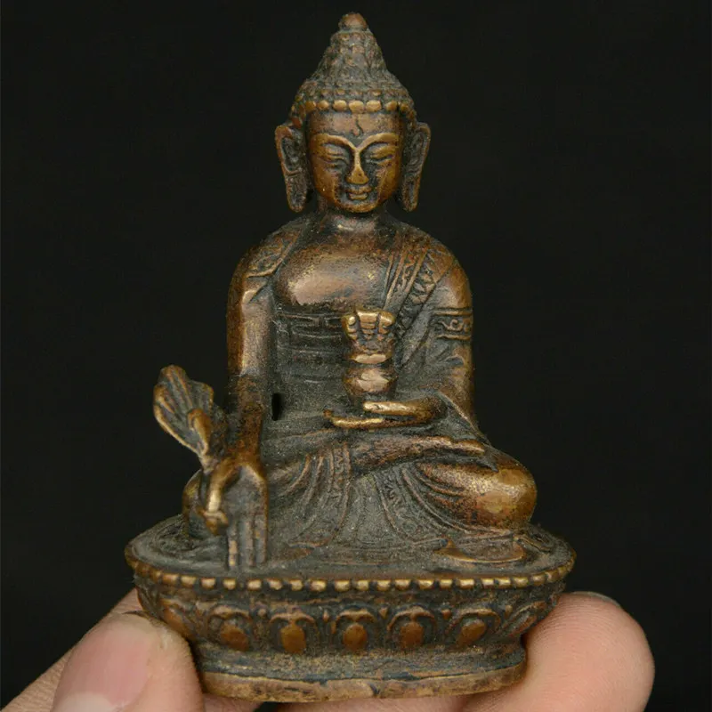 

Old China Buddhism Temple Copper Bronze Menla Medicine Buddha Medical God Statue Statues for Decoration Collection Ornaments