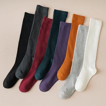 

Japanese Jk Socks Women Long Harajuku Winter Female Warm Cotton Tube Socks Solid Knee Length Solid Colorful College Style Socks