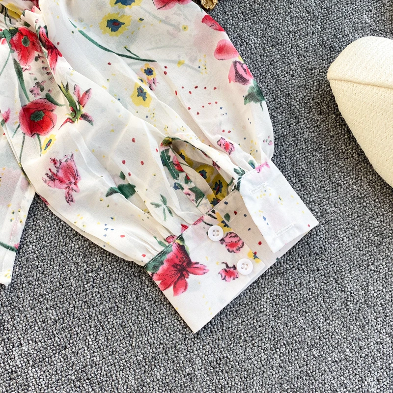 Весенние корейские модные женские повседневные милые короткие топы с цветочным квадратным воротником и пышными рукавами и блузки Blusas Mujer De Moda H187