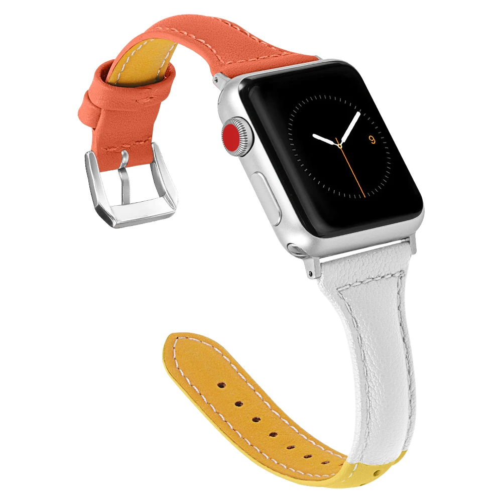 Браслеты из натуральной кожи для apple watch series 5 4 3 2 1 38 мм 42 мм ремешок браслет для Iwatch 4 40 мм 44 мм нержавеющая металлическая пряжка