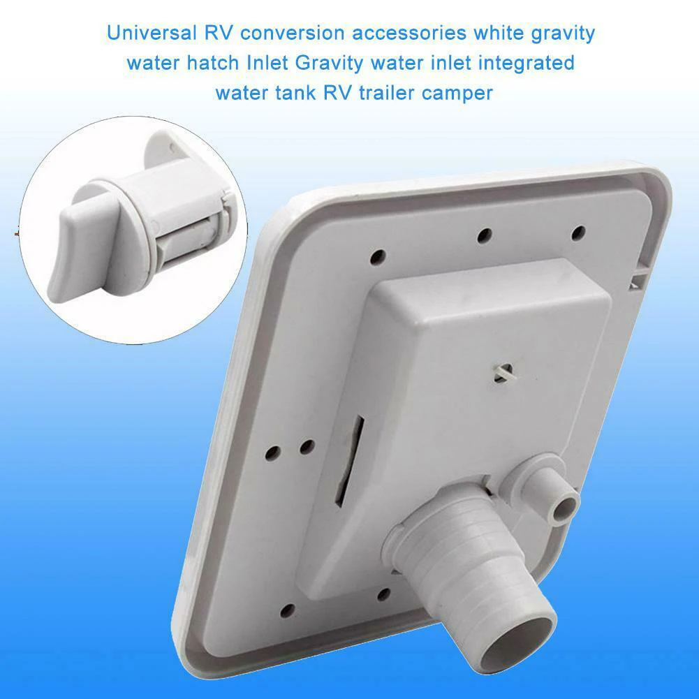 RV Trailer Hatch Cover Gravity Inlet Lockable With Keys Water Intake Fill Dish Universal Square Threaded Plastic Screws Caravan