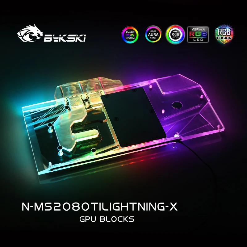 Bykski N MS2080TILIGHTNING X полное покрытие видеокарты блок водяного охлаждения для MSI RTX2080Ti
