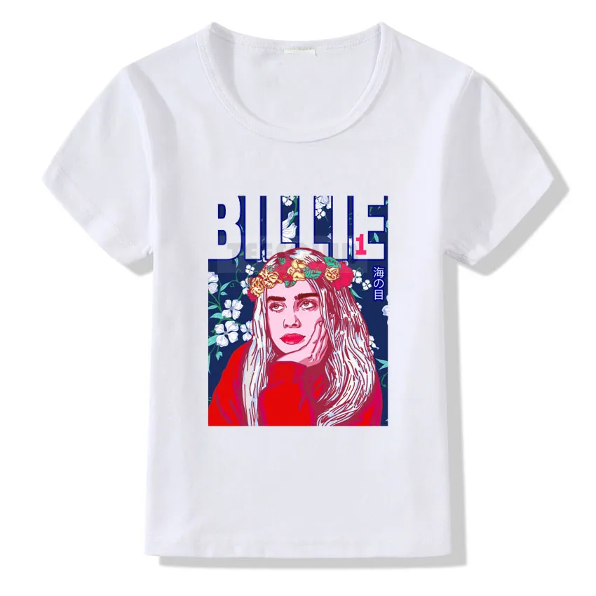 Billie Eilish/футболка для девочек и мальчиков; футболка с рок-музыкой; Детские Модные летние белые футболки; детская футболка