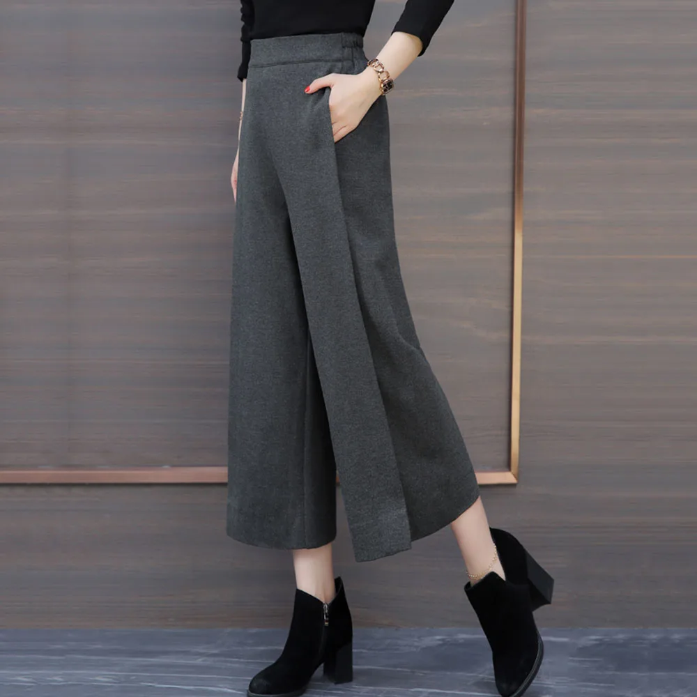 

Casual Pants Fall High Waist Loose Wide Legs Pants Office Lady Ankle Length Loose Pants Japanese