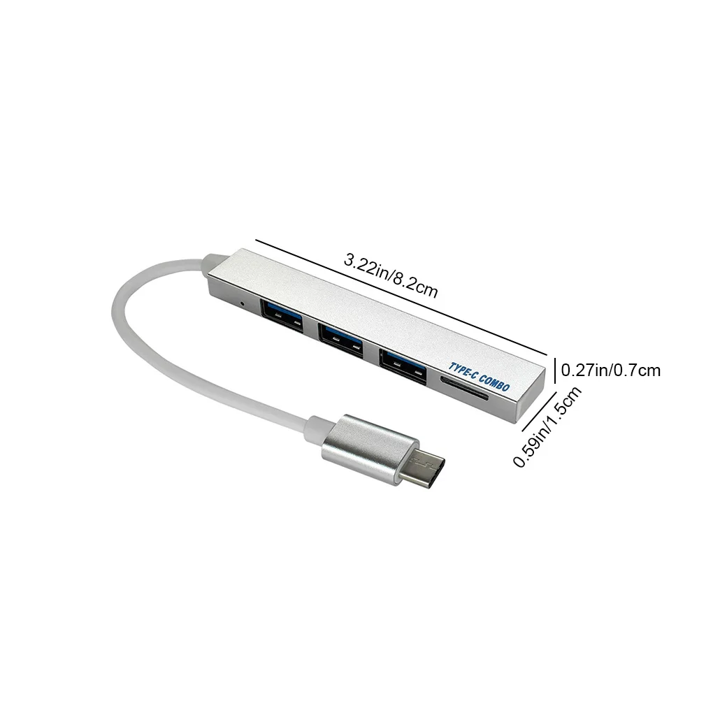 4 Port Splitter Type-C to USB 2.0 HUB Converter Adapter Cable for PC Laptop Computer Docking Station,Silver
