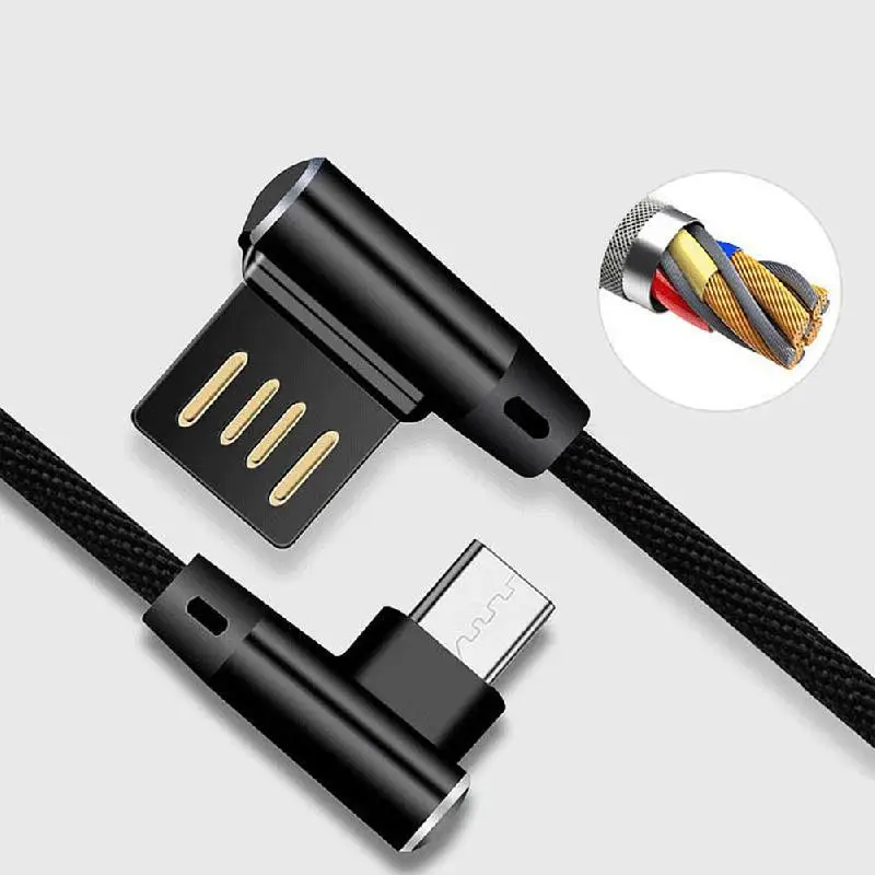 

Erilles New mini Usb dual elbow data cable for Android typec mobile phone creative 90 degree mobile game fast charging cable usb