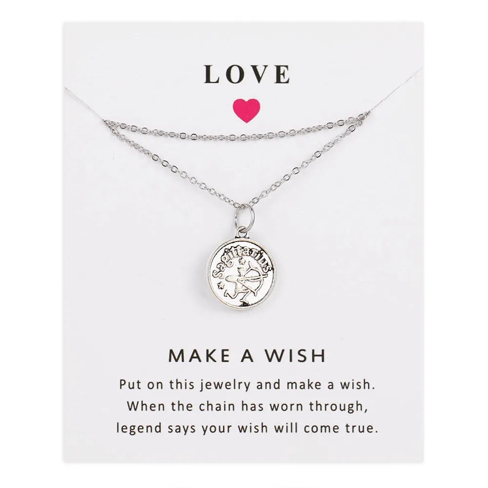

Sagittarius 12 Star Zodiac Signs Necklace Disc Necklaces Women Men Party Birthday Gift 1pcs