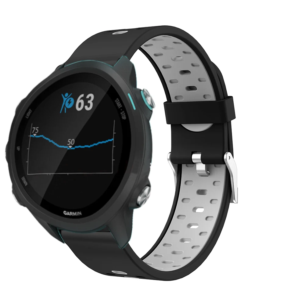 Ремешок силиконовый 20 мм для смарт часов Garmin Forerunner 245 245M 645 сменный спортивный
