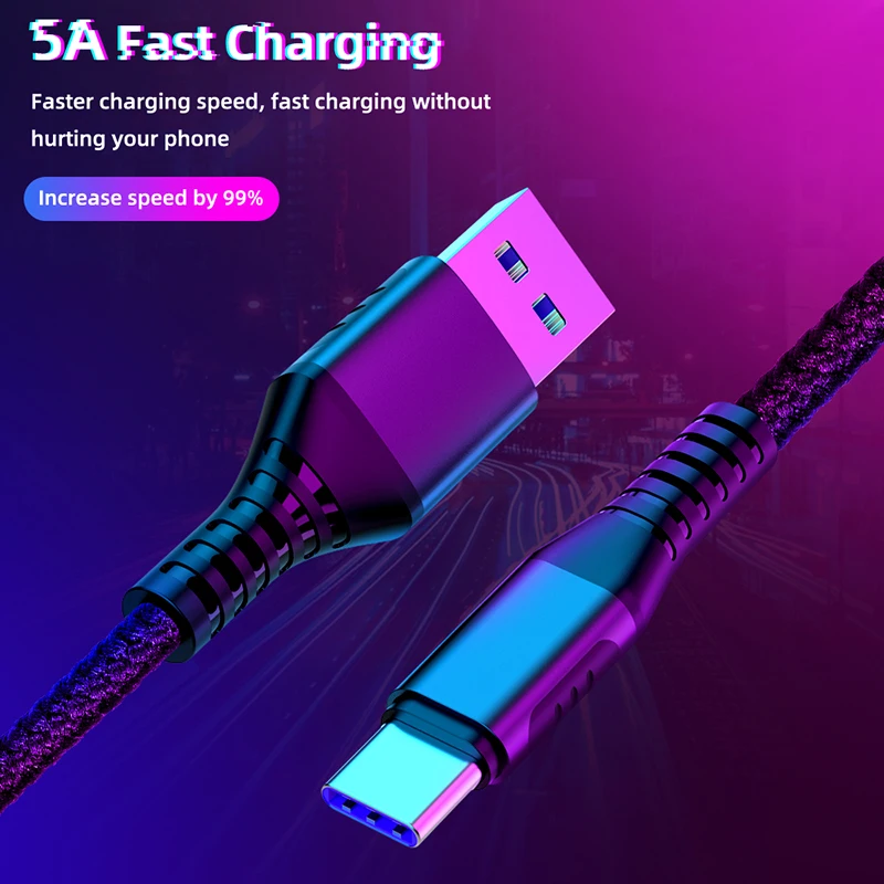 USB C кабель 5A супер зарядка usb type C кабель для huawei P30 P20 lite Быстрая зарядка кабель для samsung S9 8 Note 9