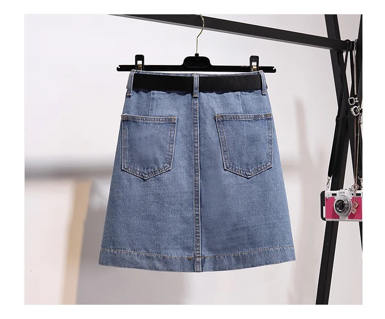 Размер S-5XL,, летняя джинсовая юбка с высокой талией для женщин, плюс размер, Повседневная мини-юбка трапециевидной формы на молнии, Универсальная джинсовая юбка с карманами