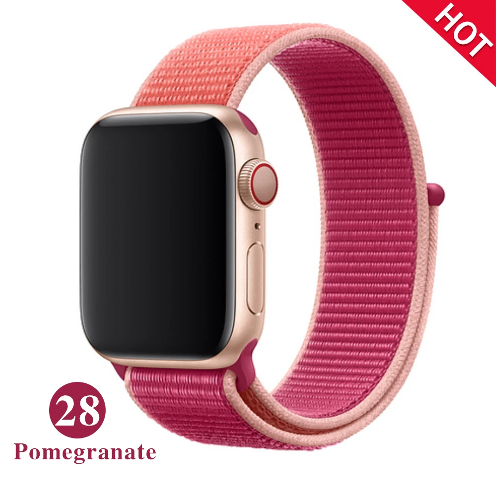 Pomegranate Спортивный ремешок для Apple Watch 42 мм 38 мм ремешок для часов 4 44 мм 40 мм Iwatch Серия 3 2 1 нейлоновый браслет дышащие аксессуары - Цвет ремешка: Pomegranate