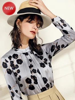 

Women Floral Silk Shirt Women's Design Sense Non-Mainstream 2020 New Silk Satin Shirt French Shirt Women Spring and Autumn