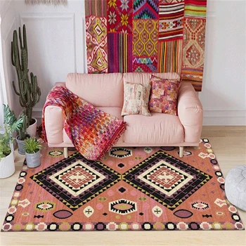 

Bohemian Geometric Ethnic Style Carpet For Living Room Bedroom Rugs Reddish Brown Rectangle Area Rugs Home Carpet Floor Door Mat