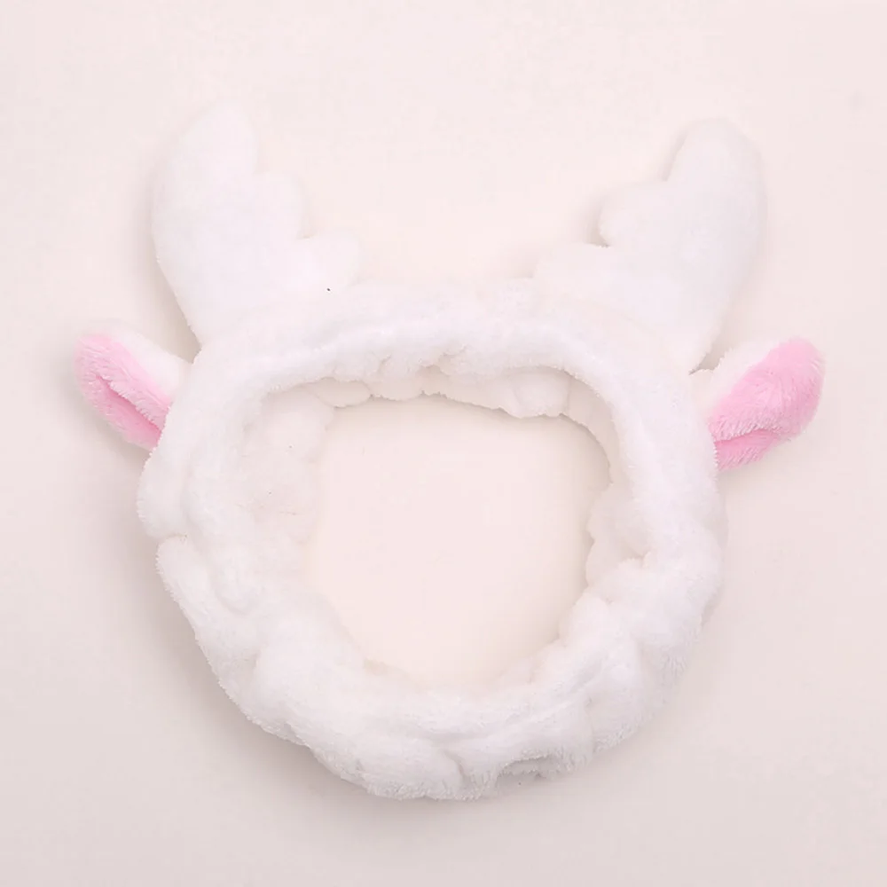 White Ear Повязка на голову из кораллового флиса с бантом для макияжа для женщин, женская маска для мытья лица, косметическая повязка на голову, эластичные мягкие аксессуары для волос в виде тюрбана - Цвет: White Ear