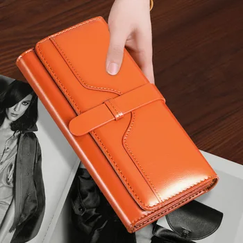 

New Style Pull-belt WOMEN'S Leather Wallet Long Retro Wallet