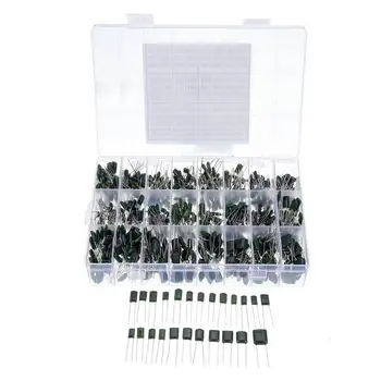 

660pcs 24Value Capacitor Kit 100V 2A221J to 2A474J Polyester Film Capacitor Assorted Kit 0.47nF 0.68nF 1nF 2.2nF Capacitors