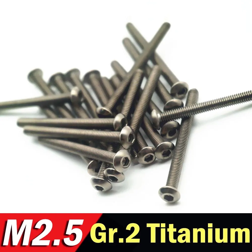 

20pcs Pure Titanium Bolt Truss Head GR2 M2 M2.5 Allen Drive Mushroom Hexagon Hex Socket Button Head Titanium Screw Ti Bolts