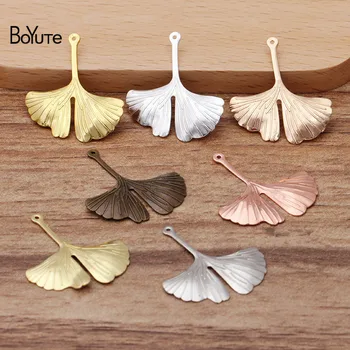 

BoYuTe (50 Pieces/Lot) 26*29MM Metal Brass Stamping Ginkgo Leaf Pendant Charms Diy Hand Made Jewelry Accessories Wholesale