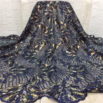 

Latest African sequence Lace Fabric 2019 High Quality nigerian French Net With Sequins Embroidery Tulle Lace For Dress xc82-659