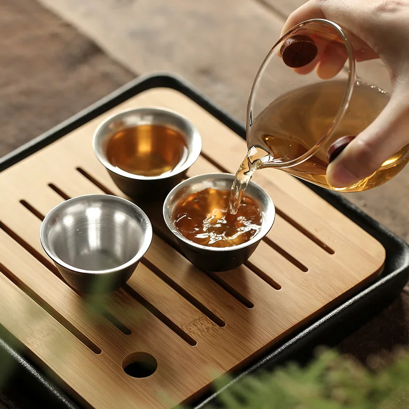  TANGPIN 999 silver and ceramic teapot tea cup portable travel tea sets drinkware