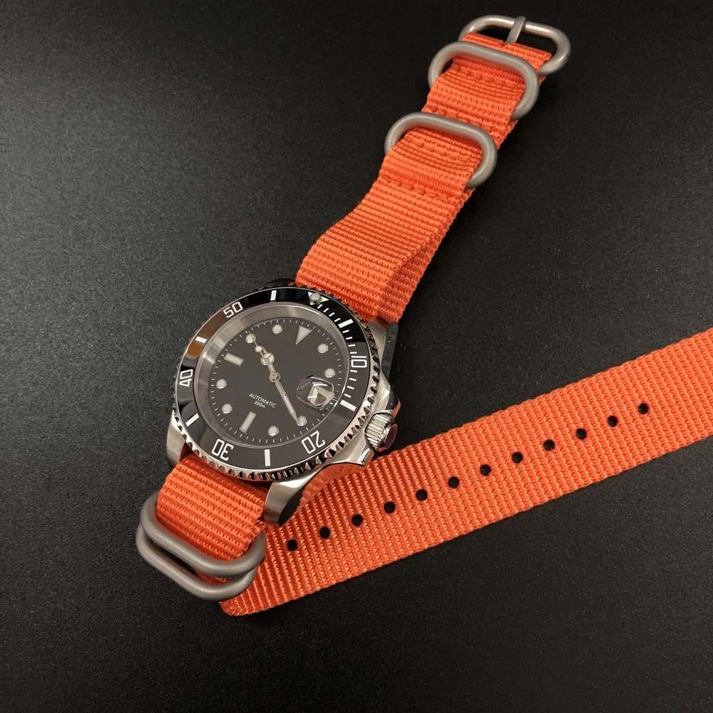 Сталь DIVE 1987 316L сталь нержавеющая 200 м часы для дайвинга механические Япония 8215 автоматические механические мужские часы календарь Luminou - Цвет: Nylon-Orange