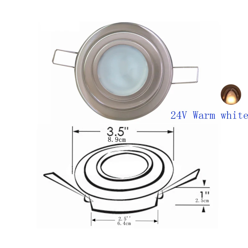 Flush 24V warm Лодка яхты Крытый Точечный светильник Caraven интерьер прожектор моторный Дом Металлический декоративный свет - Испускаемый цвет: Flush 24V warm