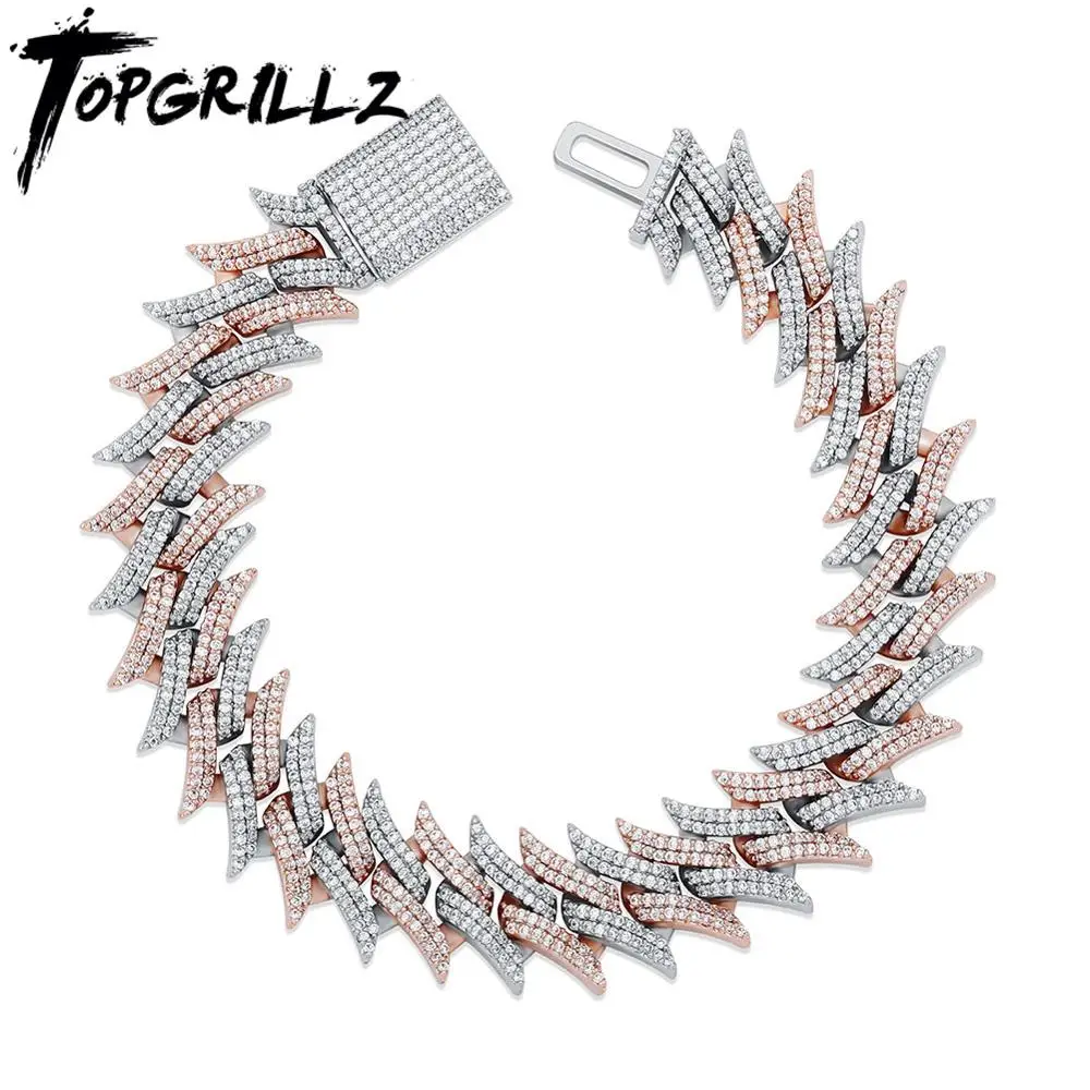 TOPGRILLZ 18 мм кубинский браслет Майами сверкающие микрозакрепка кубический