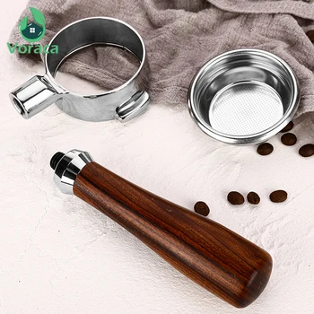 

58mm Stainless Steel Espresso Coffee Machine Bottomless Filter Holder Portafilter Branch Wooden Handle Accessory General Coffee