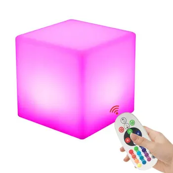 

Dozzlor 10cm Cube Led Night Light 16 Adjustable RGB 4 Colour Changing Modes with Remote Control Bedside Lamp