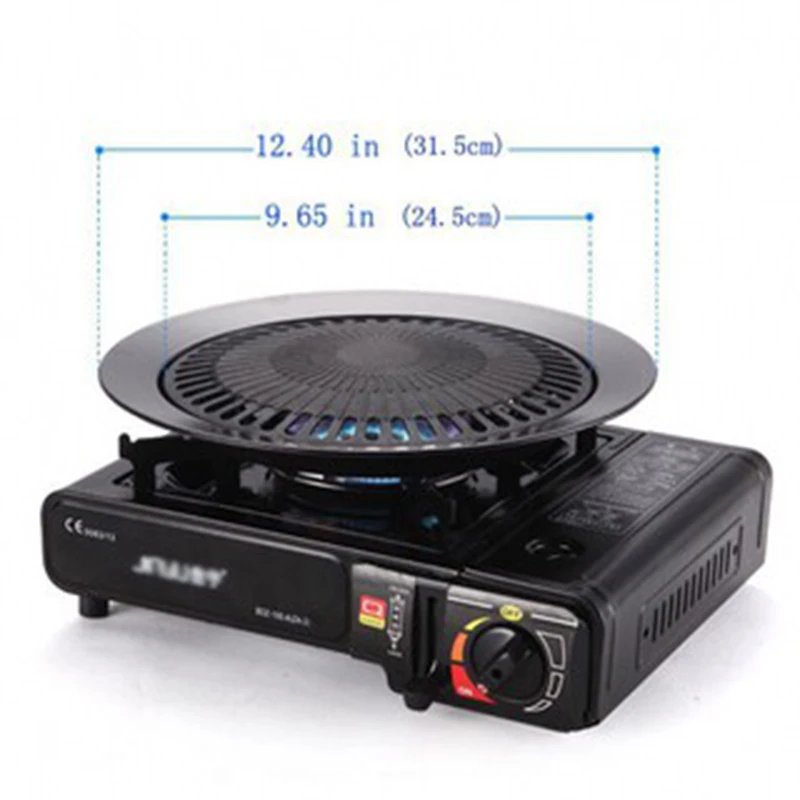 1Pcs Korean Barbecue Plate Round Iron BBQ Grill Plate Smokeless Non-Stick Gas Stove BBQ Roasting Cooking Tool Sets