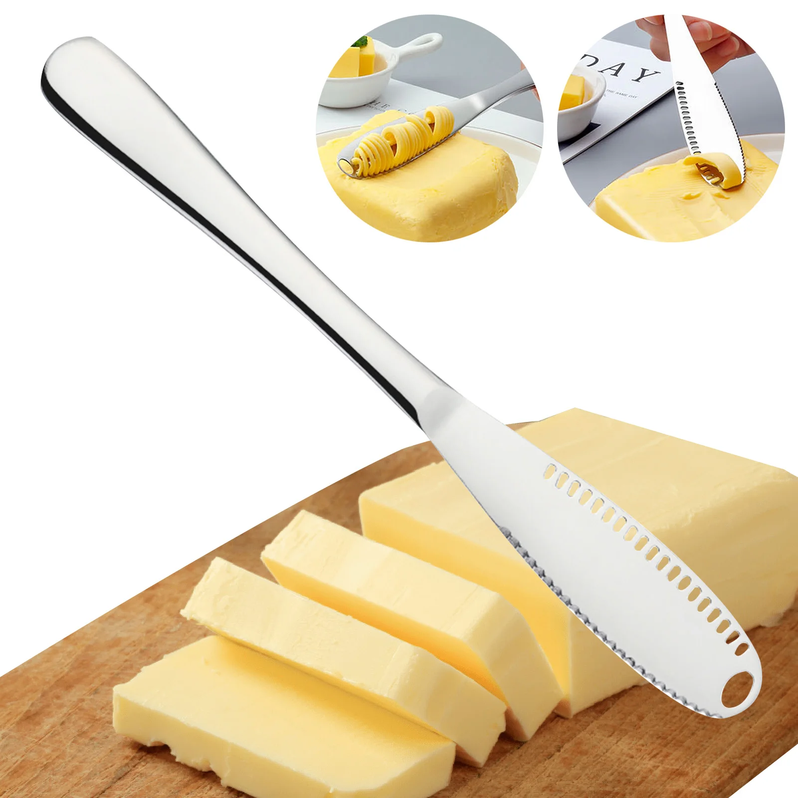 Multifunction Stainless Steel Butter Knife With Hole Cheese Dessert
