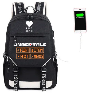 Style 12 Undertale Flowey Sans череп USB порт рюкзак для мальчиков и девочек Мужская и женская сумка дорожная школьная сумка Подростковая сумка для ноутбука Mochila - Цвет: Style 12