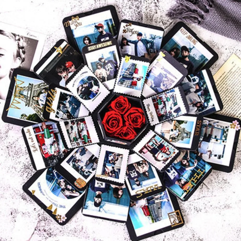 Креативный фотоальбом ручной работы шестиугольная Взрывная Подарочная коробка для друзей семьи Подарок скрапбук фестиваль Подарки для любимых
