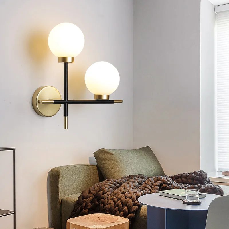 Современные креативные Настенные светильники в скандинавском стиле для гостиной, ресторана, магазина, кабинета, 2 лампы, настенный светильник, Роскошная лампа для украшения дома - Цвет абажура: 2 lamps