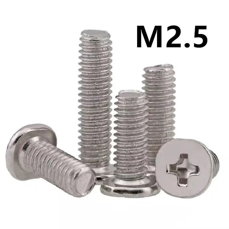 

200pcs/lot M2.5x4/5/6/8/10/12mm Nickel plated thin edge flat head cross screw CM