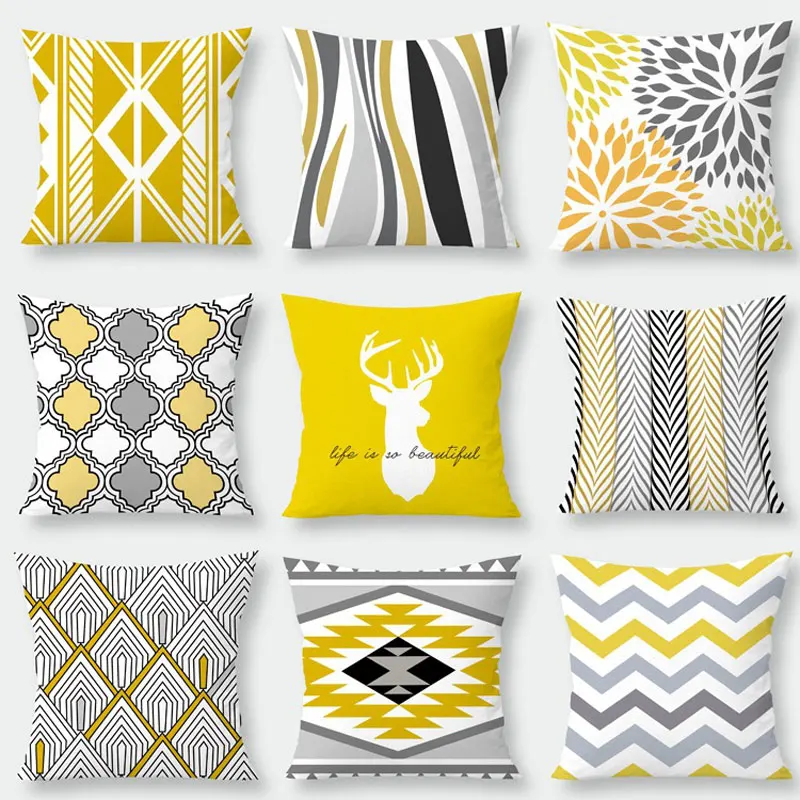 

Silstar Tex Simple Style Pillow Cover Nordic Yellow cushion covers 45 x 45 Decor For Home Decoration
