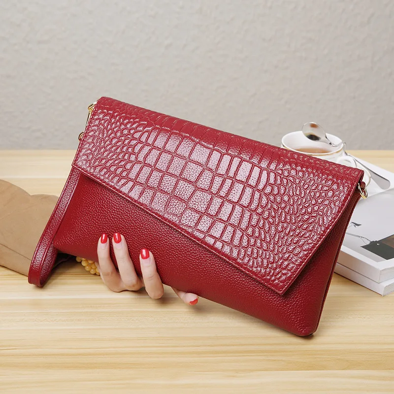 

WOMEN'S Bag 2019 New Style Full-grain Leather Clutch Crocodile Pattern Shoulder Bag Versitile Fashion Shoulder Bag