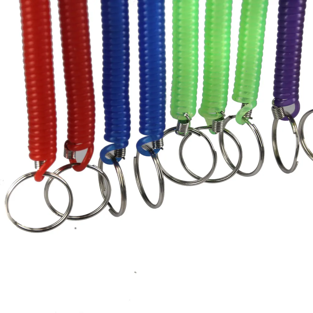 12 Mixed Spring Spiral Keyring Chain Strap Lobster Clasp Key Rings Belt Clip