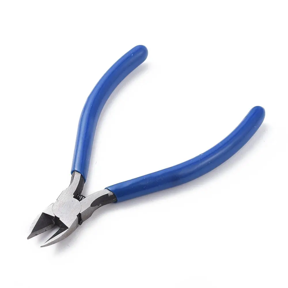 Flush-cutter pliers, for jewelry-making, pointy, blue, length 13