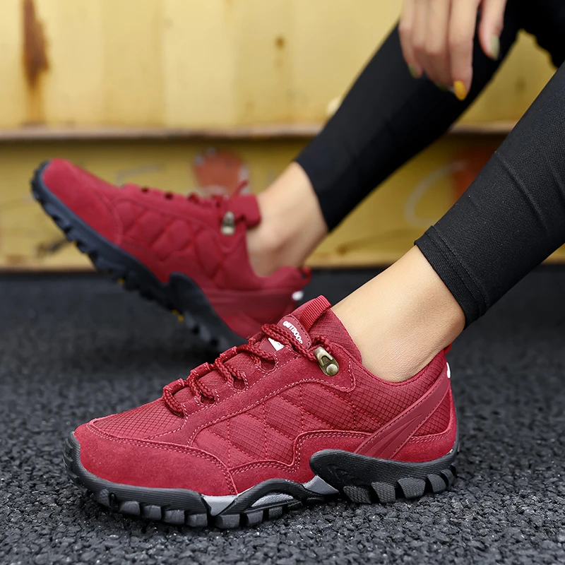STS Women's Outdoor Hiking Flats Shoes Hiking Shoes Women Suede Waterproof Keep Warm Anti-Slip Climbing Mountain Flat Sneakers