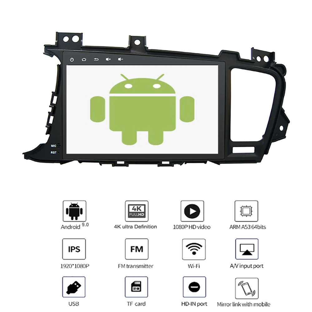 YAZH Android 9,0 Pie Автомобильный gps Navi мультимедиа для KIA K5/KIA Optima с 9,0 ''ips дисплеем Bluetooth 5,0/зеркальная связь/Carplay