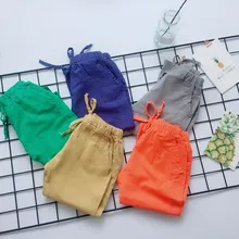 Детская одежда анти противомоскитные штаны Новые Летние продукты Для мужчин и Для женщин детские разноцветная хлопковая ткань льняная длинная Домашняя одежда сна короткие штаны