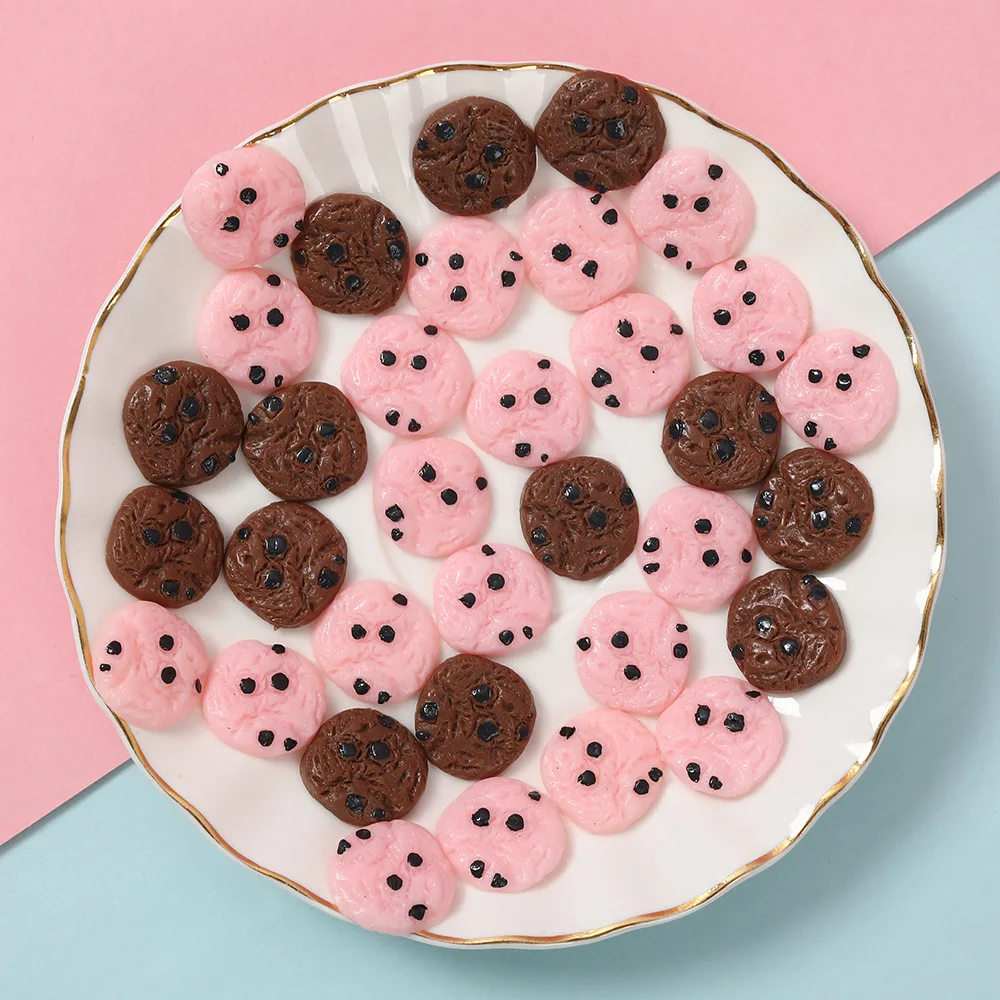 100pcs Flatback Resin Chocolate Cookies Charms Pendants For DIY Phone Keychain Earrings Hair Accessories Jewelry Making 20mm