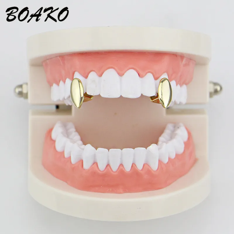 BOAKO Vampire Fang однозубные шапки Griliz золотой тон Canine пользовательские зуб грили рок-рэпер ювелирные изделия Косплей вечерние украшения для тела
