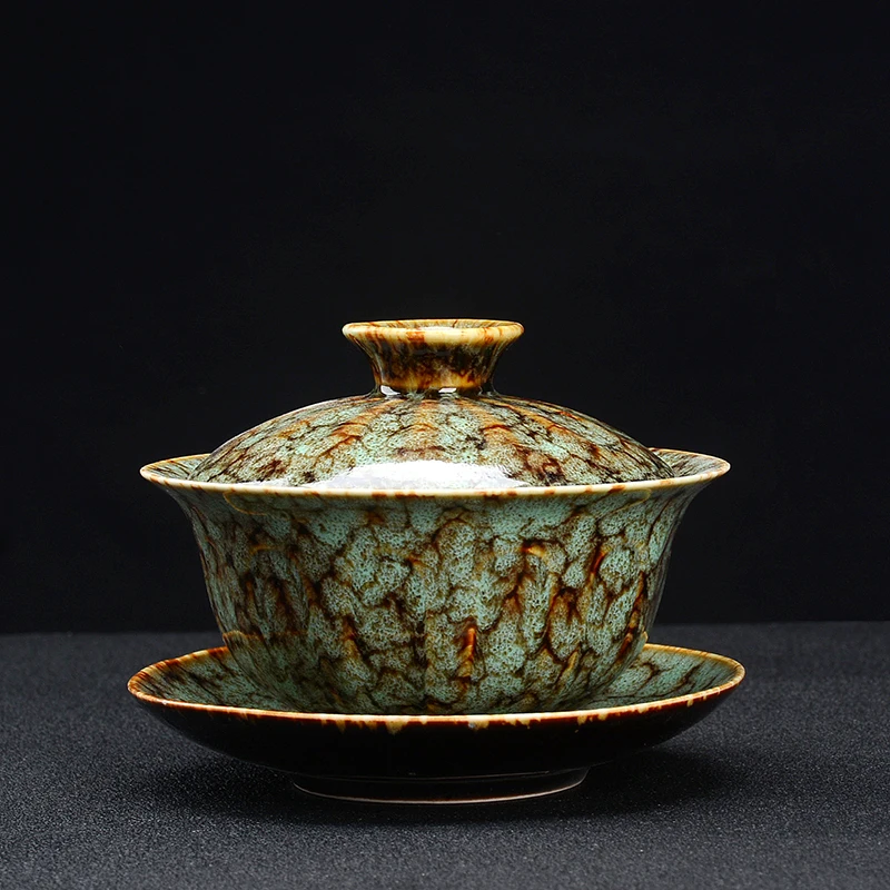 Китайская миска с крышкой, глазурованная чайная чашка, домашняя керамическая кунг-фу, чайная утварь, чайная чашка - Цвет: 24