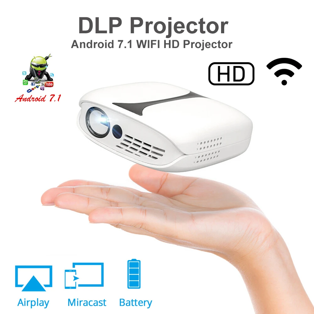 RD606 Mini DLP HD проектор 180 ANSI люмен портативный карманный домашний 1080P умный wifi Android 7 1