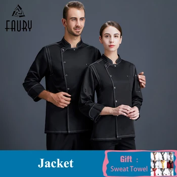 

High Quality Chef Uniform Long Sleeves Kitchen Restaurant Uniform Head Chef Jacket Cafe Bakery Waiter Work Clothes Cook Wear