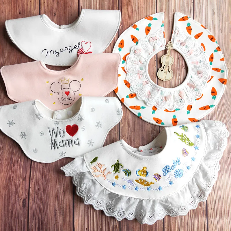 Baby Bibs Saliva Towel Ins Korean Style Round Rotating Baby Bib Cotton Fake Collar Japanese Style Saliva Pocket Baby Care Stuff (4)